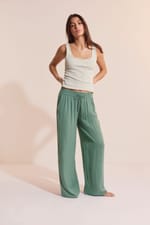 Pantalon de pyjama satiné coupe large - Miniature 4