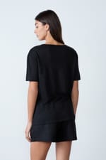 T-shirt col V 100% lin - Miniature 3