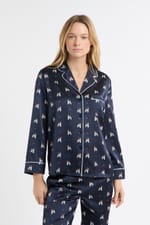 Chemise de pyjama en satin à motifs chiens - Miniature 4