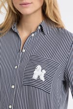 Chemise de pyjama à rayures avec broderie caniche - Miniature 5