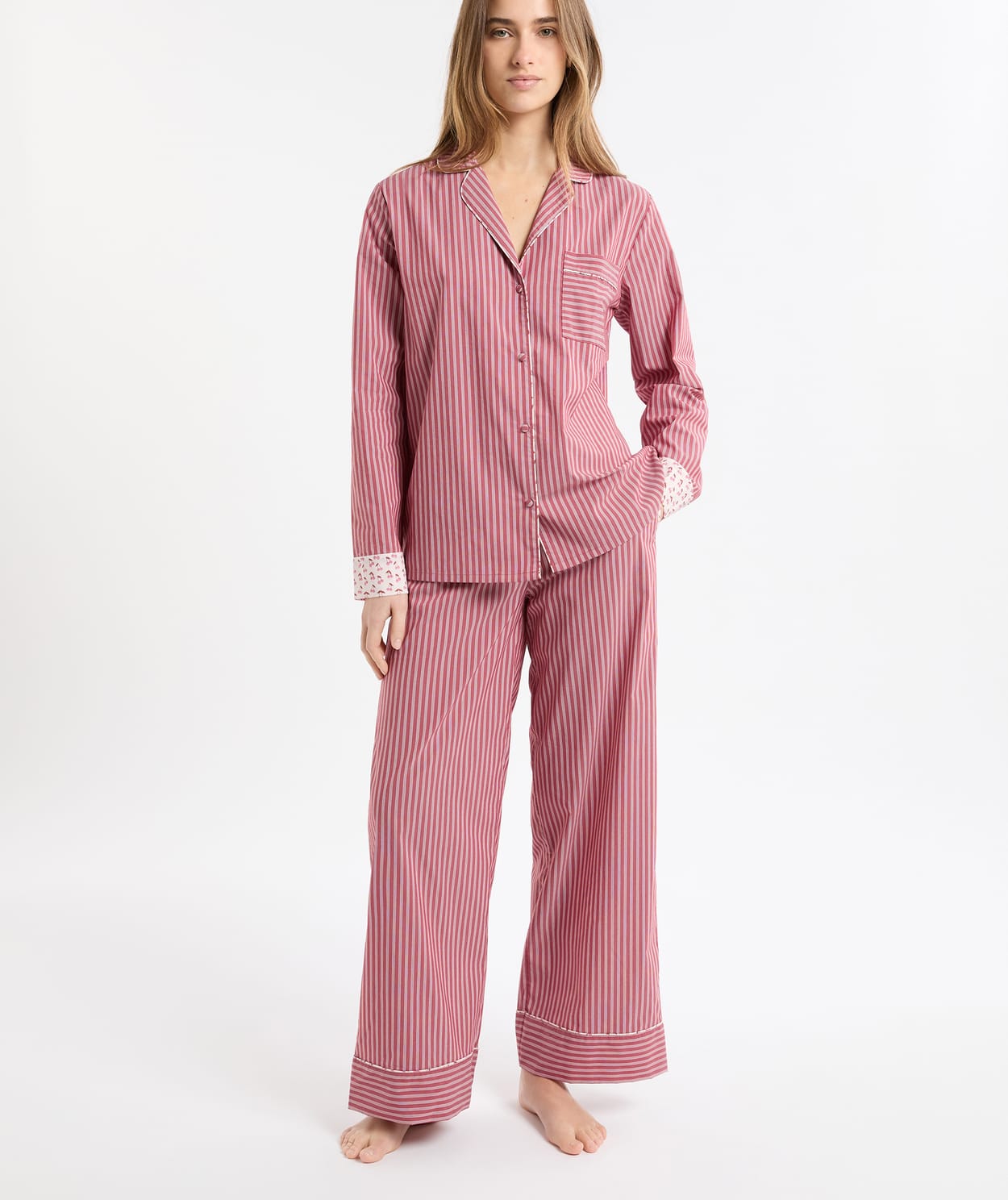 Chemise de pyjama rayée en coton à motifs mocktail - Image 4