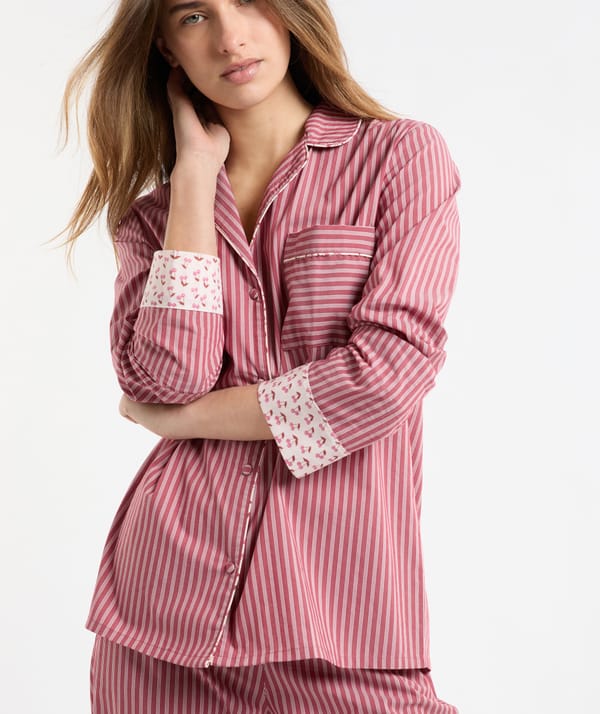 MOCKTAIL - Chemise de pyjama rayée en coton à motifs mocktail