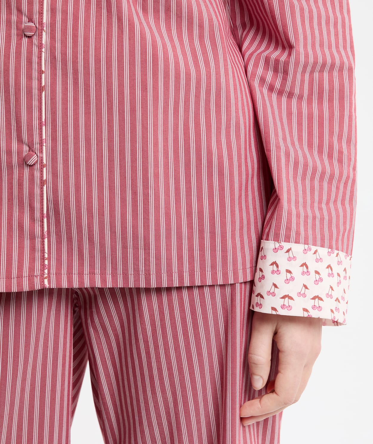 Chemise de pyjama rayée en coton à motifs mocktail - Image 5