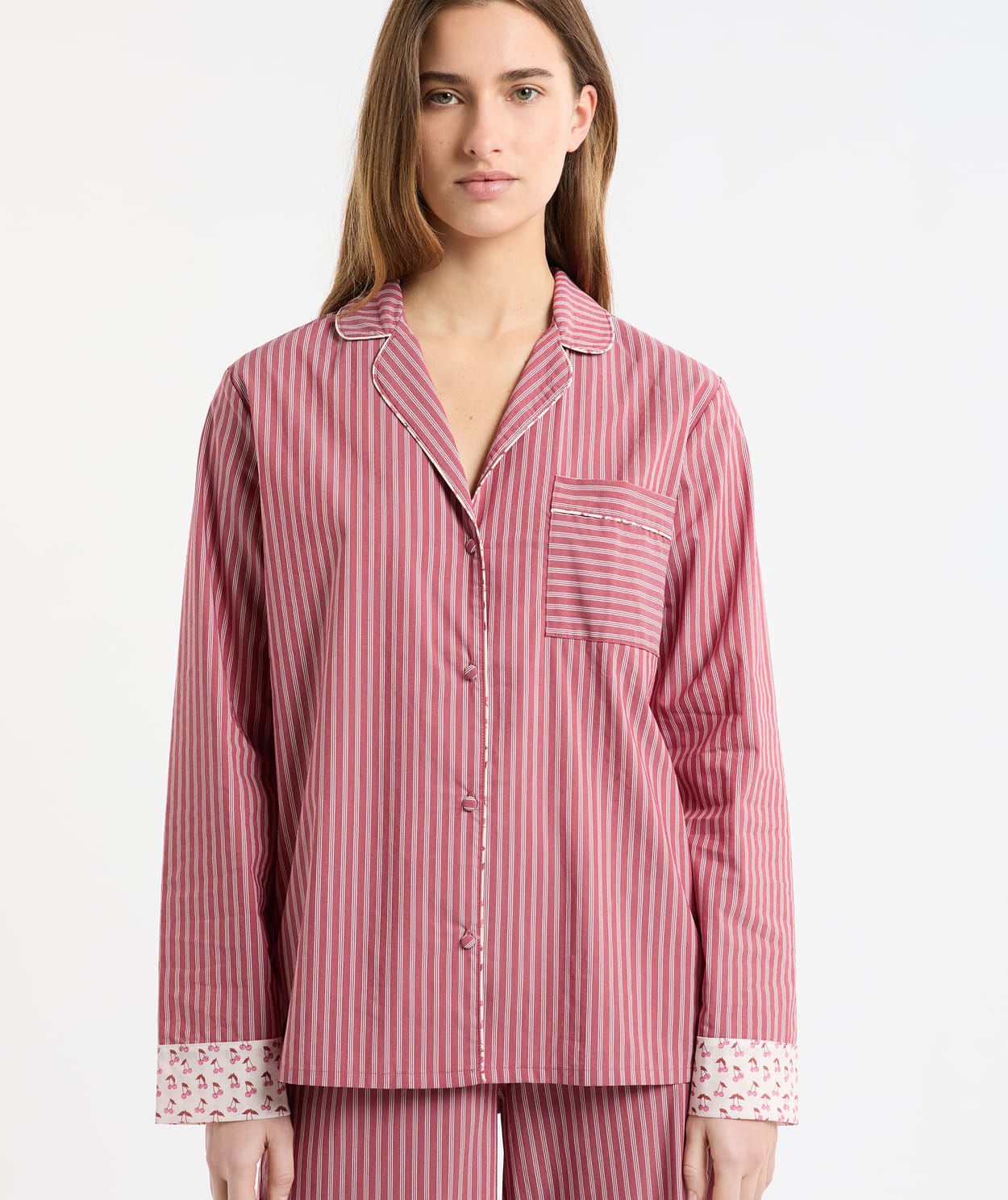 Chemise de pyjama rayée en coton à motifs mocktail - Image 2