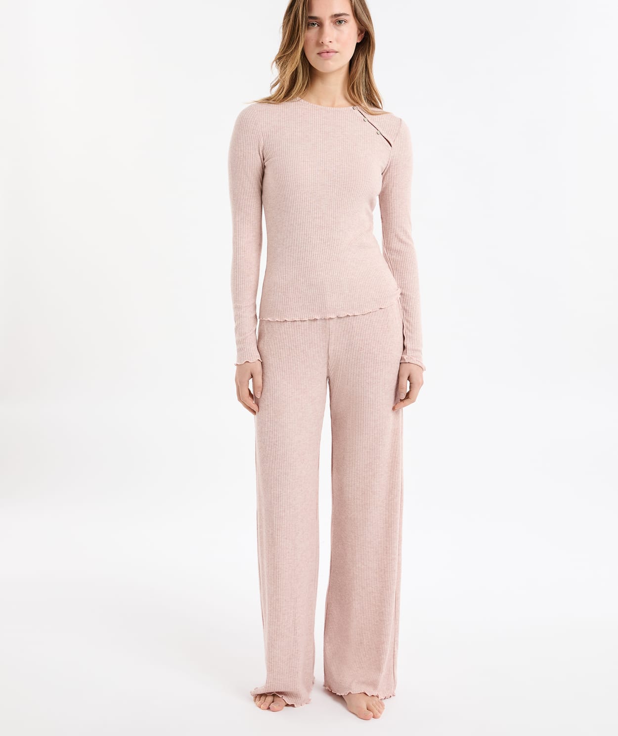 T-shirt de pyjama côtelé avec boutons - Image 3