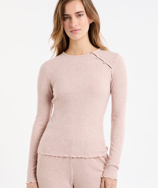 JOVANA - T-shirt de pyjama côtelé avec boutons