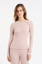 T-shirt de pyjama côtelé avec boutons - Miniature 1