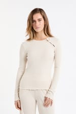 T-shirt de pyjama côtelé avec boutons - Miniature 1