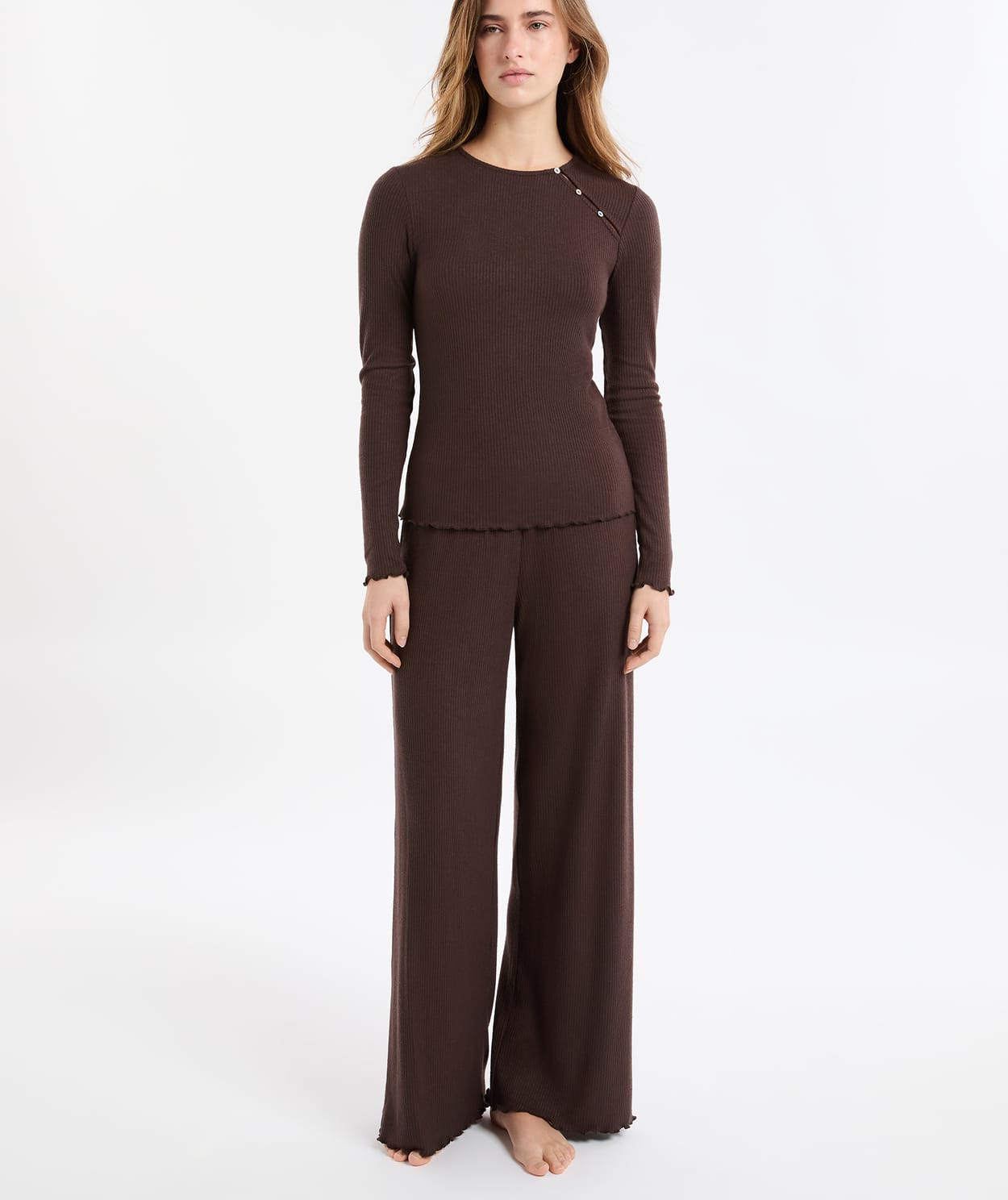 T-shirt de pyjama côtelé avec boutons - Image 5