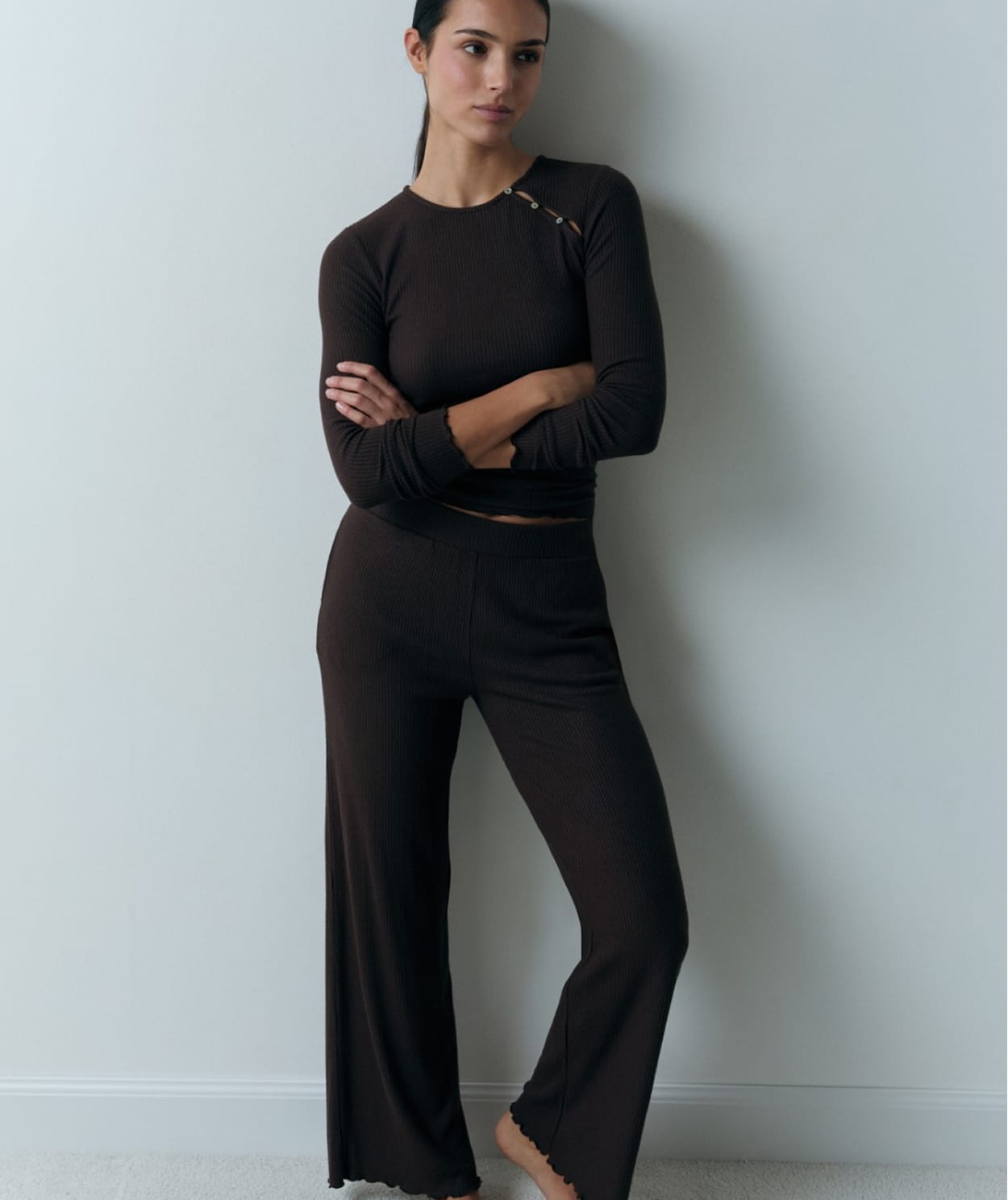 T-shirt de pyjama côtelé avec boutons - Image 2