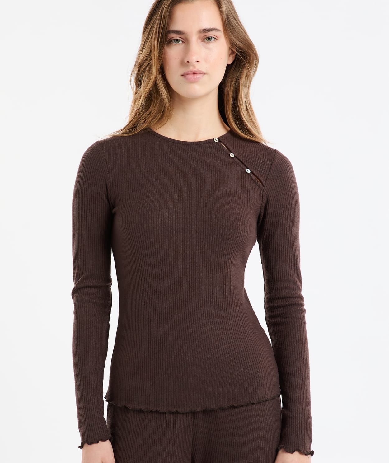 T-shirt de pyjama côtelé avec boutons - Image 3