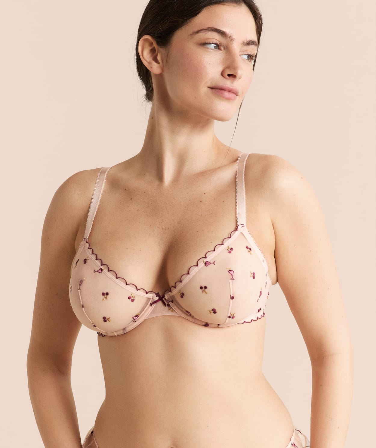 Soutien-gorge triangle en tulle à motifs mocktail brodés - Image 5