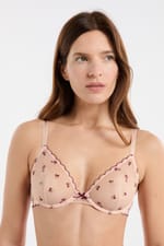 Soutien-gorge triangle en tulle à motifs mocktail brodés - Miniature 1