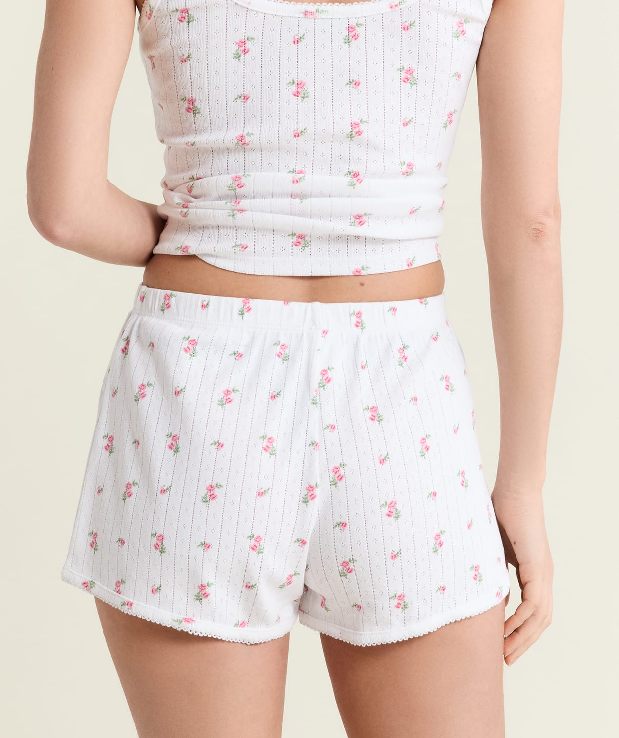Short de pyjama à motifs en coton en pointelle - Image 2