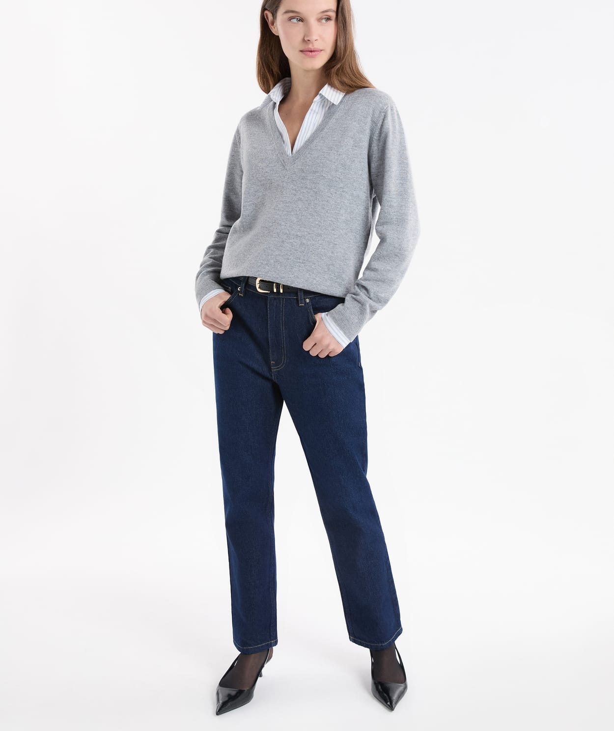 Pull col V avec laine - Image 3