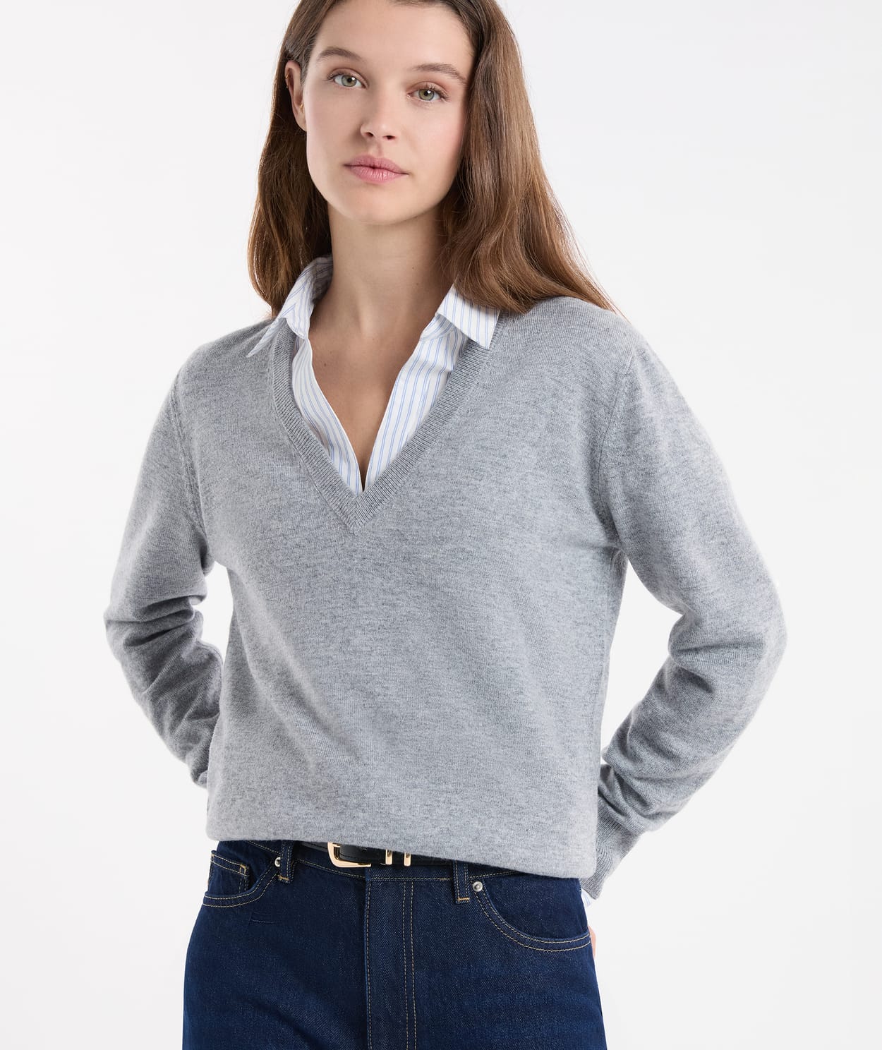 Pull col V avec laine - Image 1