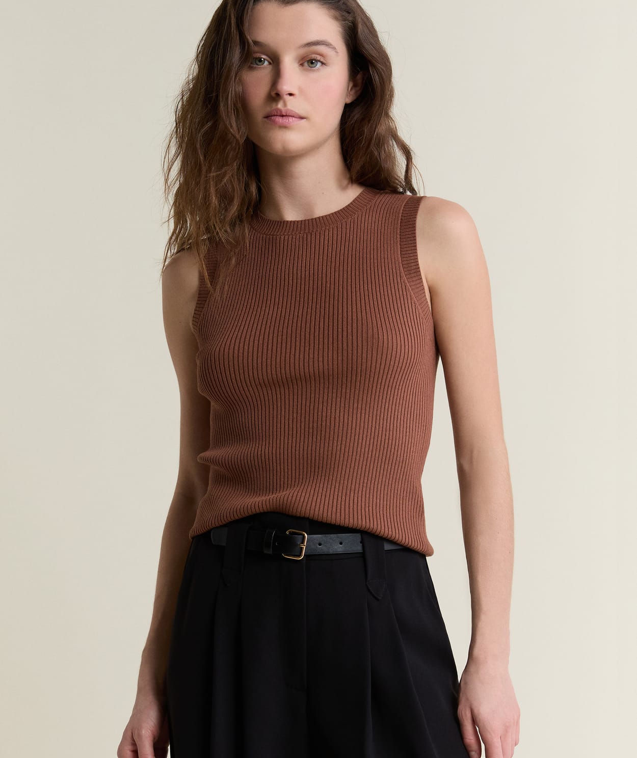 Débardeur en maille fine côtelée - Image 1