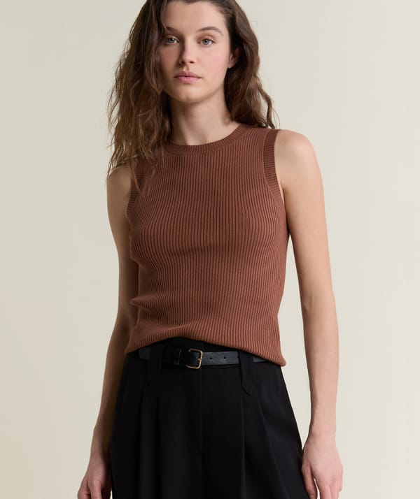 POLY DEBARDEUR - Débardeur en maille fine côtelée