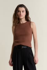 Débardeur en maille fine côtelée - Miniature 1