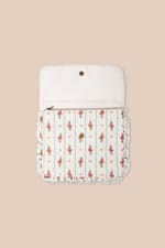 Trousse matelassée en coton à motifs fleurs avec bords froufrou - Miniature 3