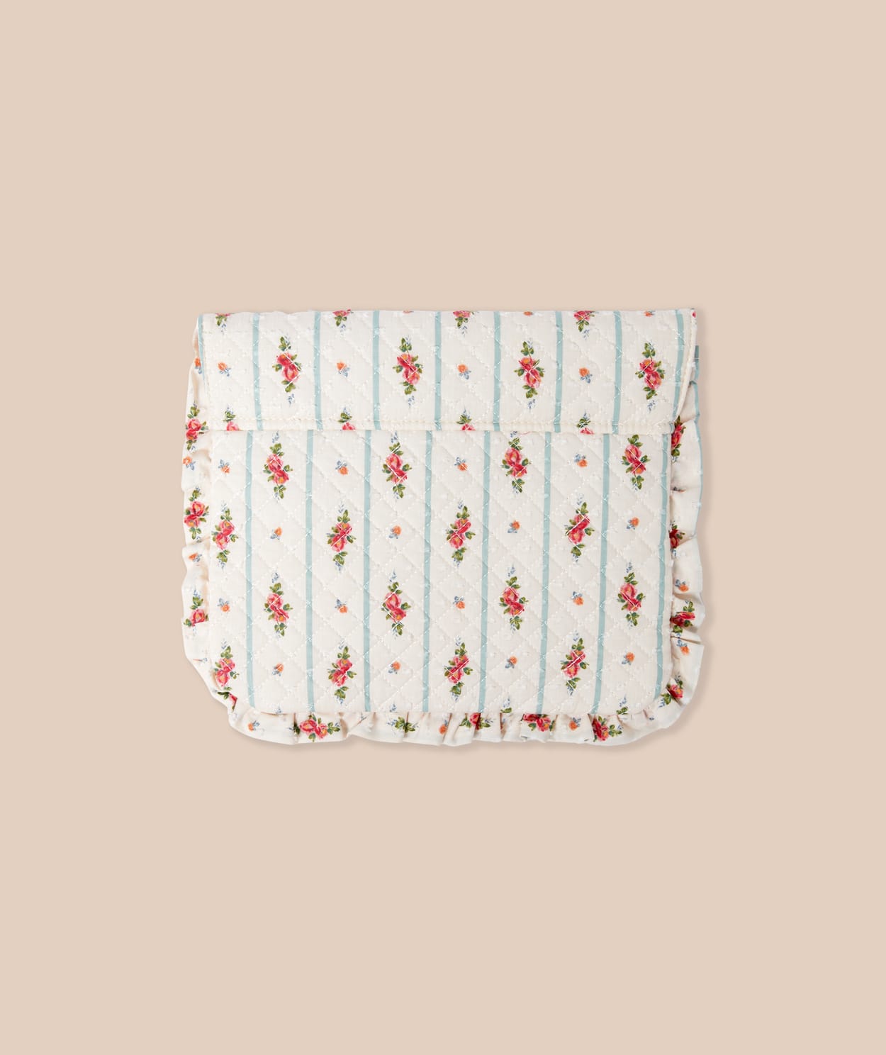 Trousse matelassée en coton à motifs fleurs avec bords froufrou - Image 2
