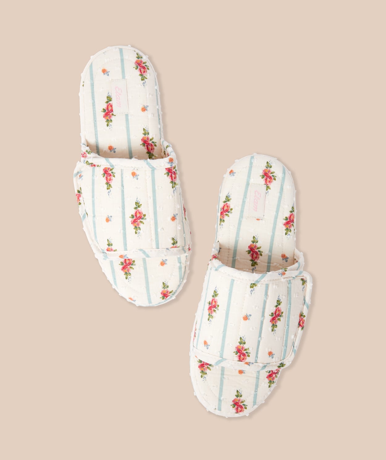 Chaussons tongs en coton à motifs fleurs - Image 2