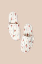 Chaussons tongs en coton à motifs fleurs - Miniature 2