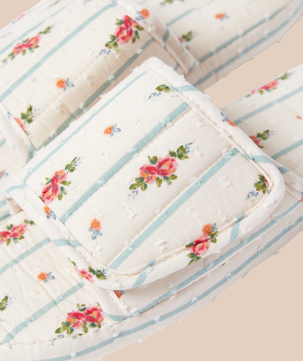 Chaussons tongs en coton à motifs fleurs - Image 3