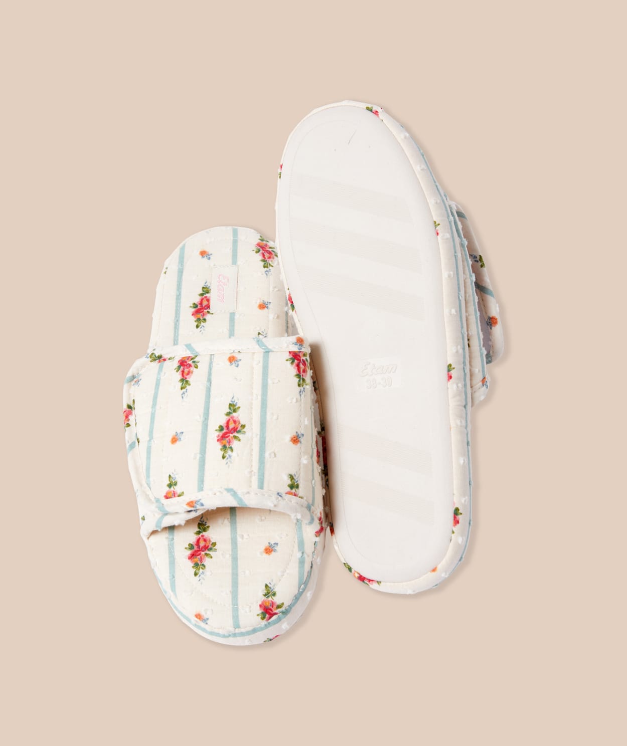 Chaussons tongs en coton à motifs fleurs - Image 4