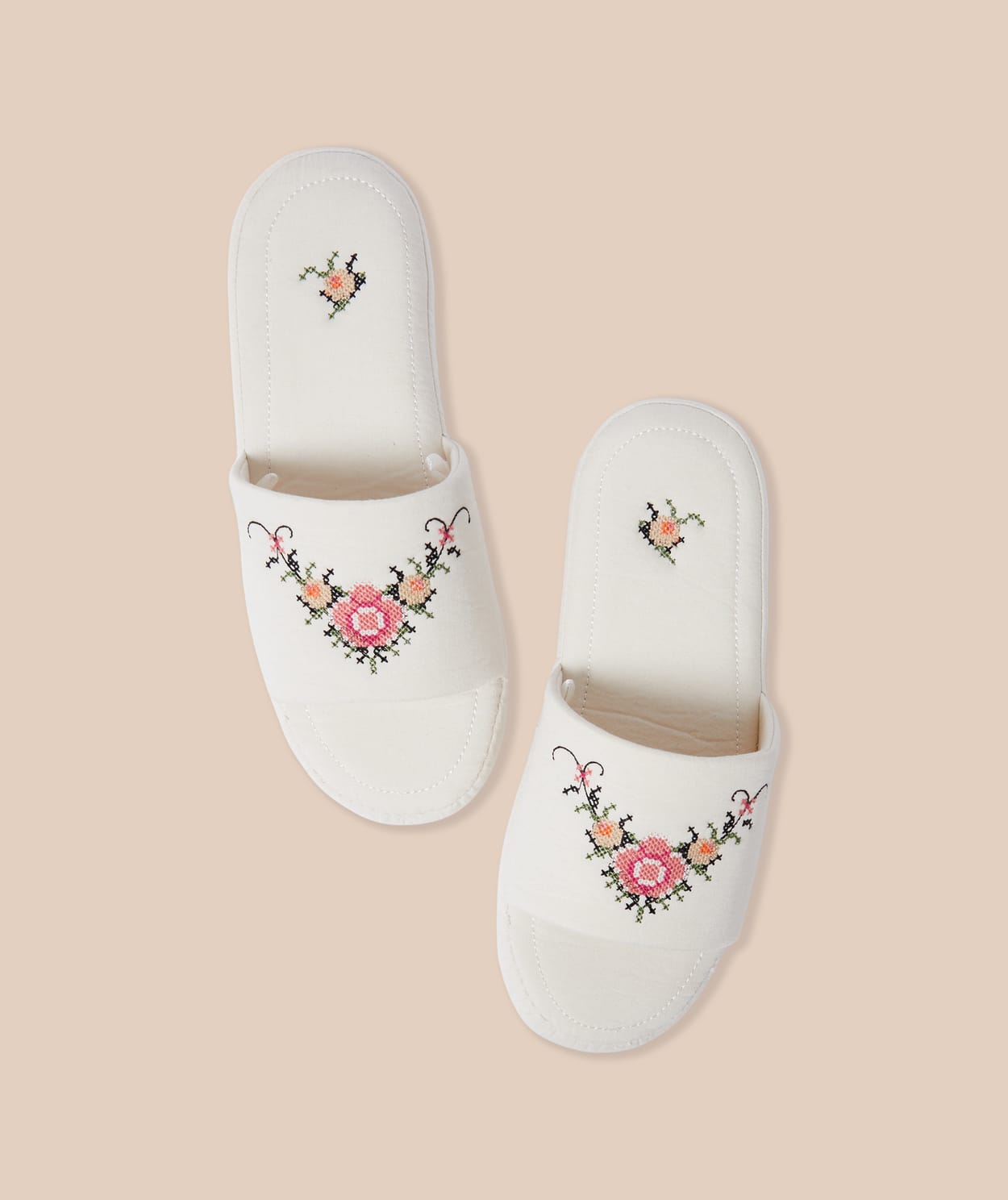 Chaussons tongs en coton à motif floral - Image 3