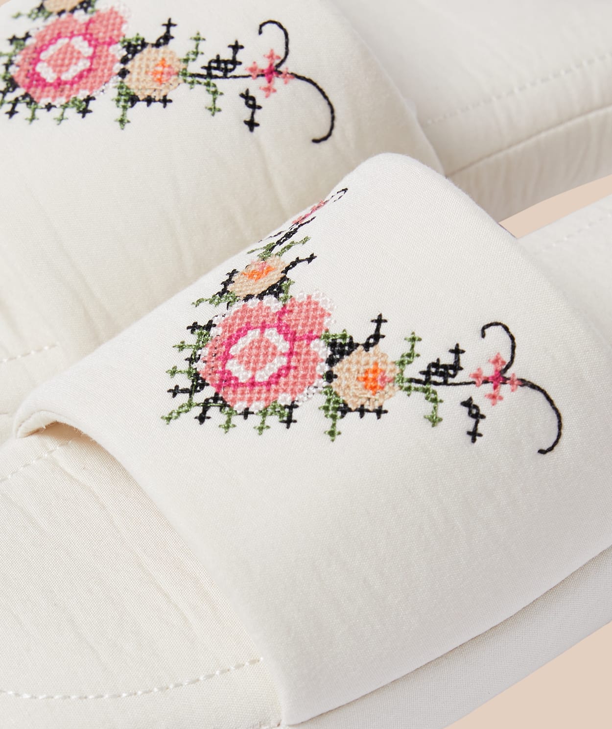 Chaussons tongs en coton à motif floral - Image 4