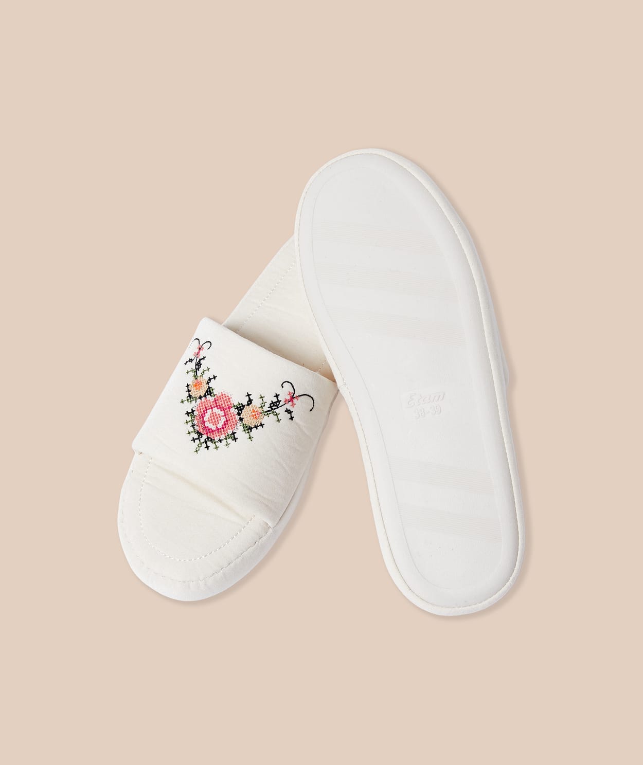 Chaussons tongs en coton à motif floral - Image 5