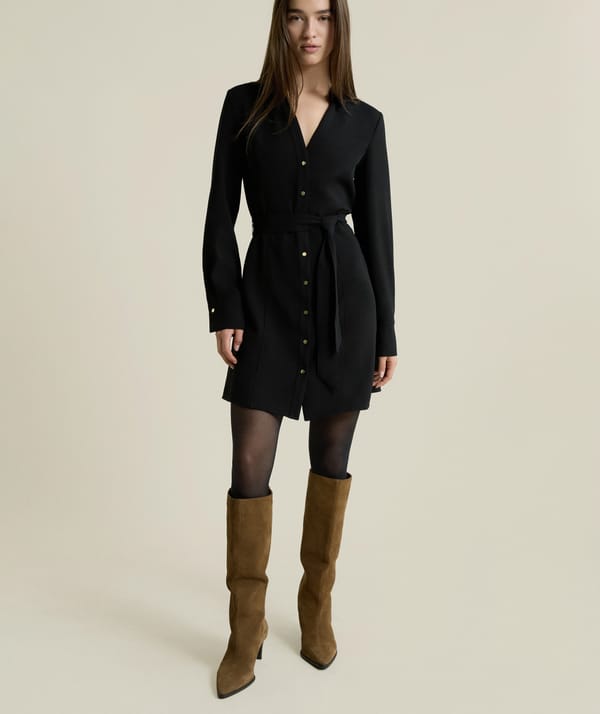 RONIE - Robe courte ceinturée avec col chemise