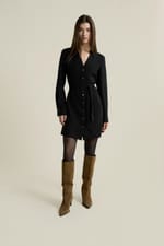 Robe courte ceinturée avec col chemise - Miniature 1