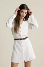 Robe courte ceinturée avec col chemise - Miniature 3