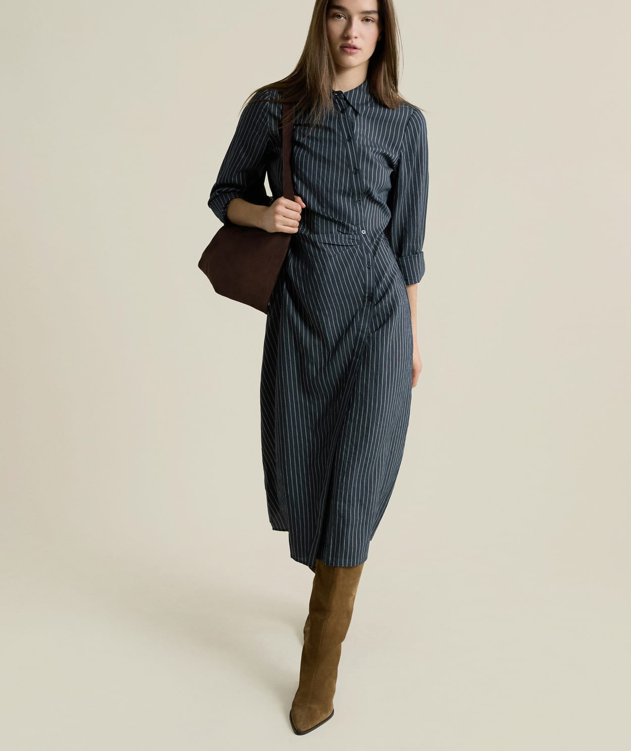 Robe longue à rayures effet cache-cœur - Image 3