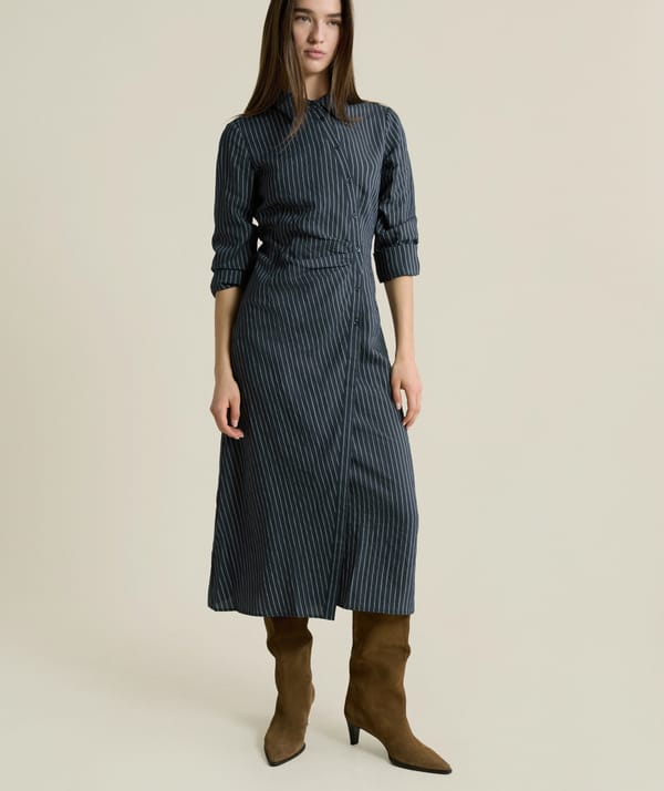 CORNALINE RAY - Robe longue à rayures effet cache-cœur