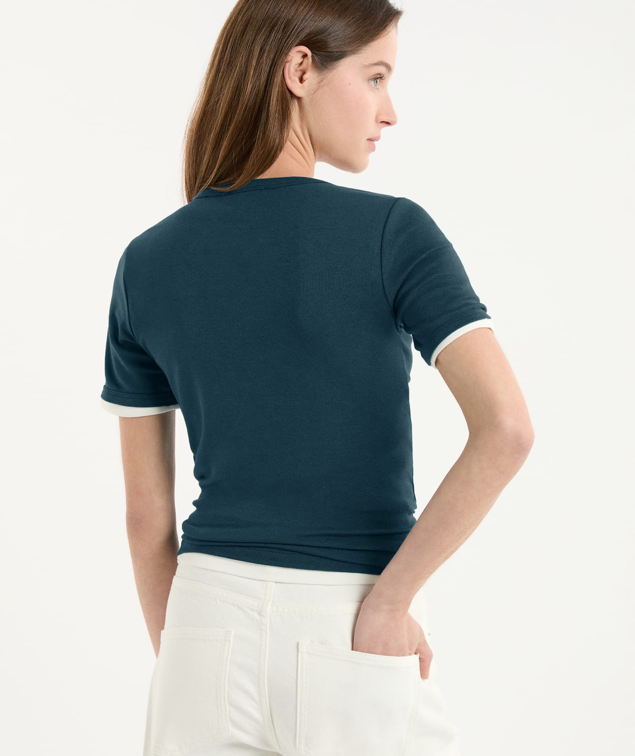 T-shirt à col V avec coton modal - Image 2