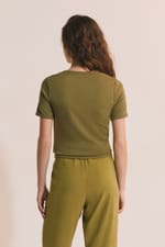 T-shirt à col V avec coton modal - Miniature 2