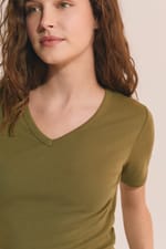 T-shirt à col V avec coton modal - Miniature 5