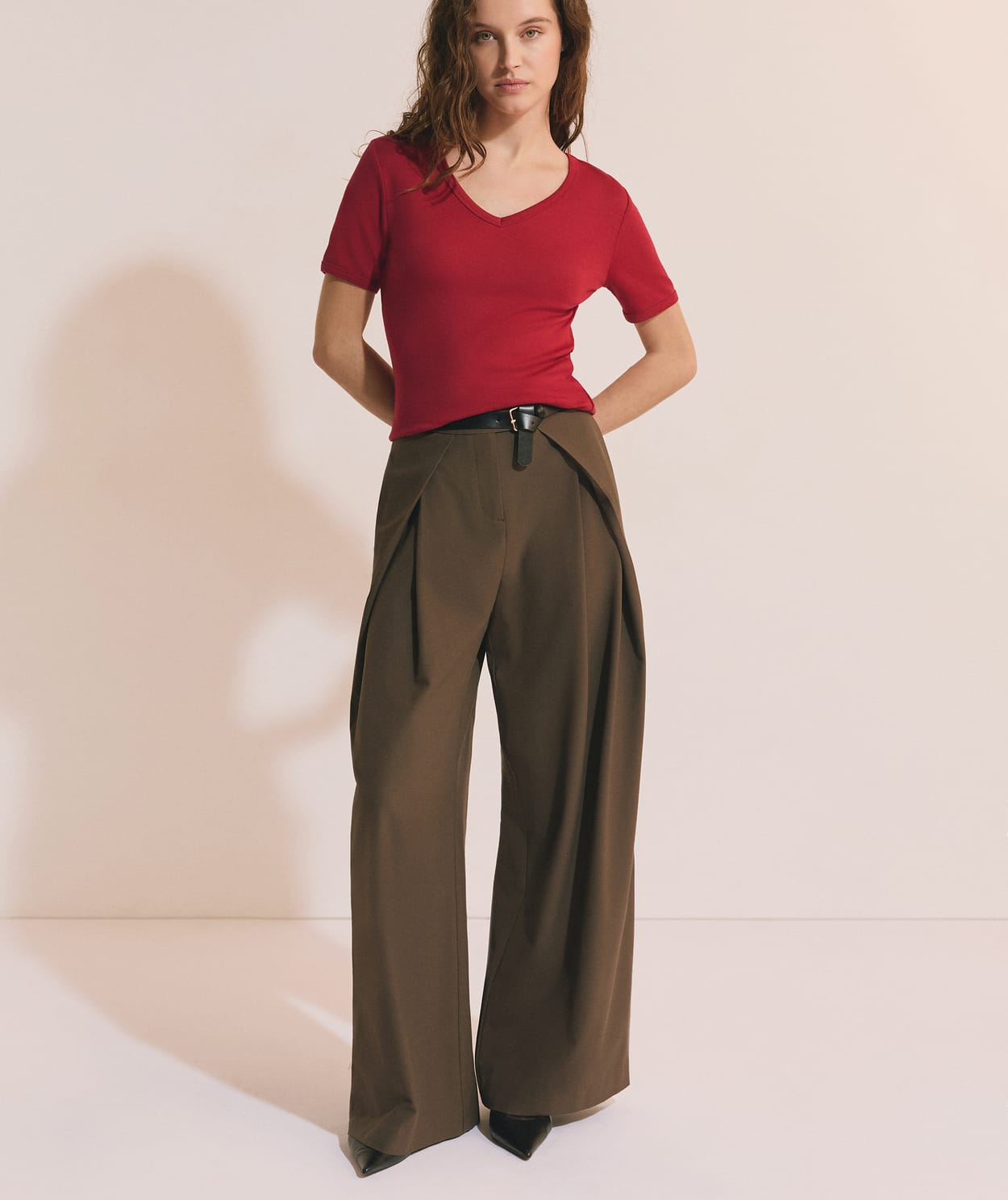 T-shirt à col V avec coton modal - Image 3