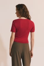 T-shirt à col V avec coton modal - Miniature 2