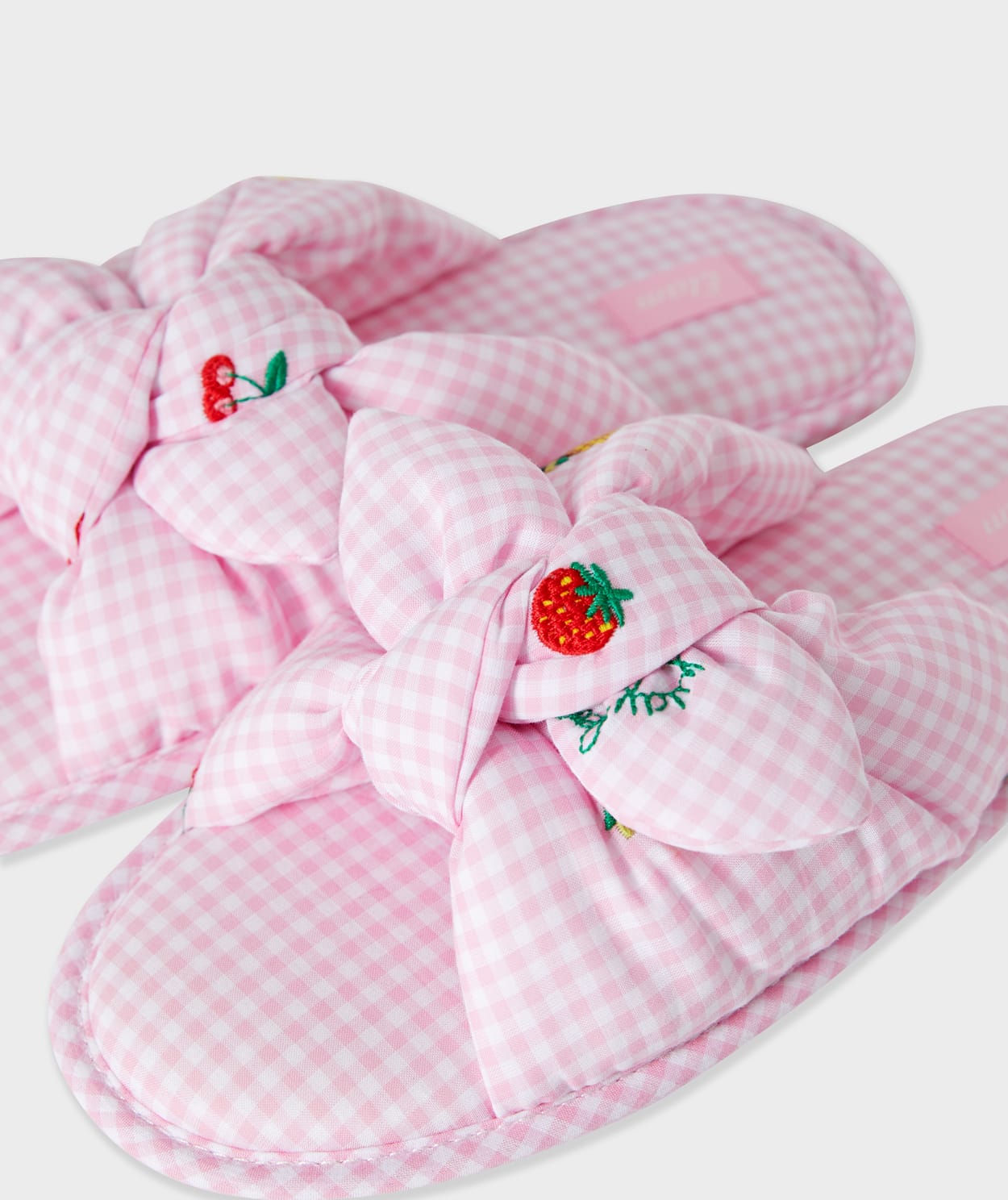 Chaussons vichy en coton avec nœud à motifs fruits - Image 4