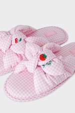 Chaussons vichy en coton avec nœud à motifs fruits - Miniature 4