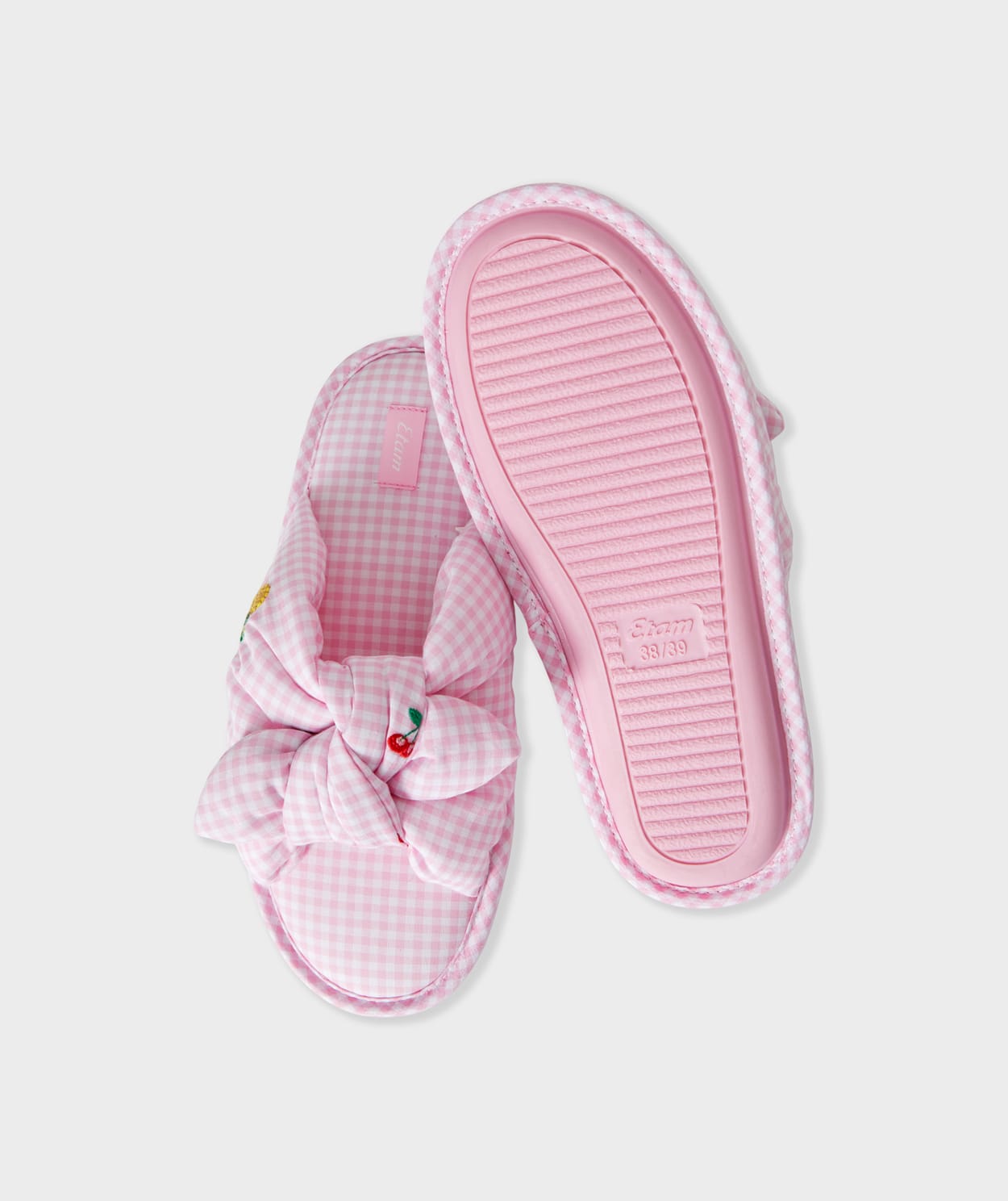 Chaussons vichy en coton avec nœud à motifs fruits - Image 5