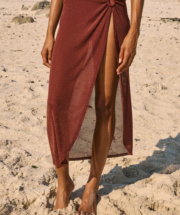 CELESTIA B - Paréo fluide pailleté avec anneau