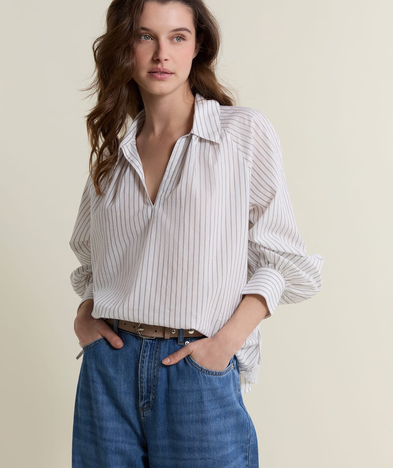 Blouse à rayures en coton - Image 1