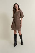Robe ceinturée en coton - Miniature 3