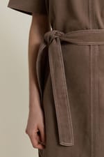 Robe ceinturée en coton - Miniature 4