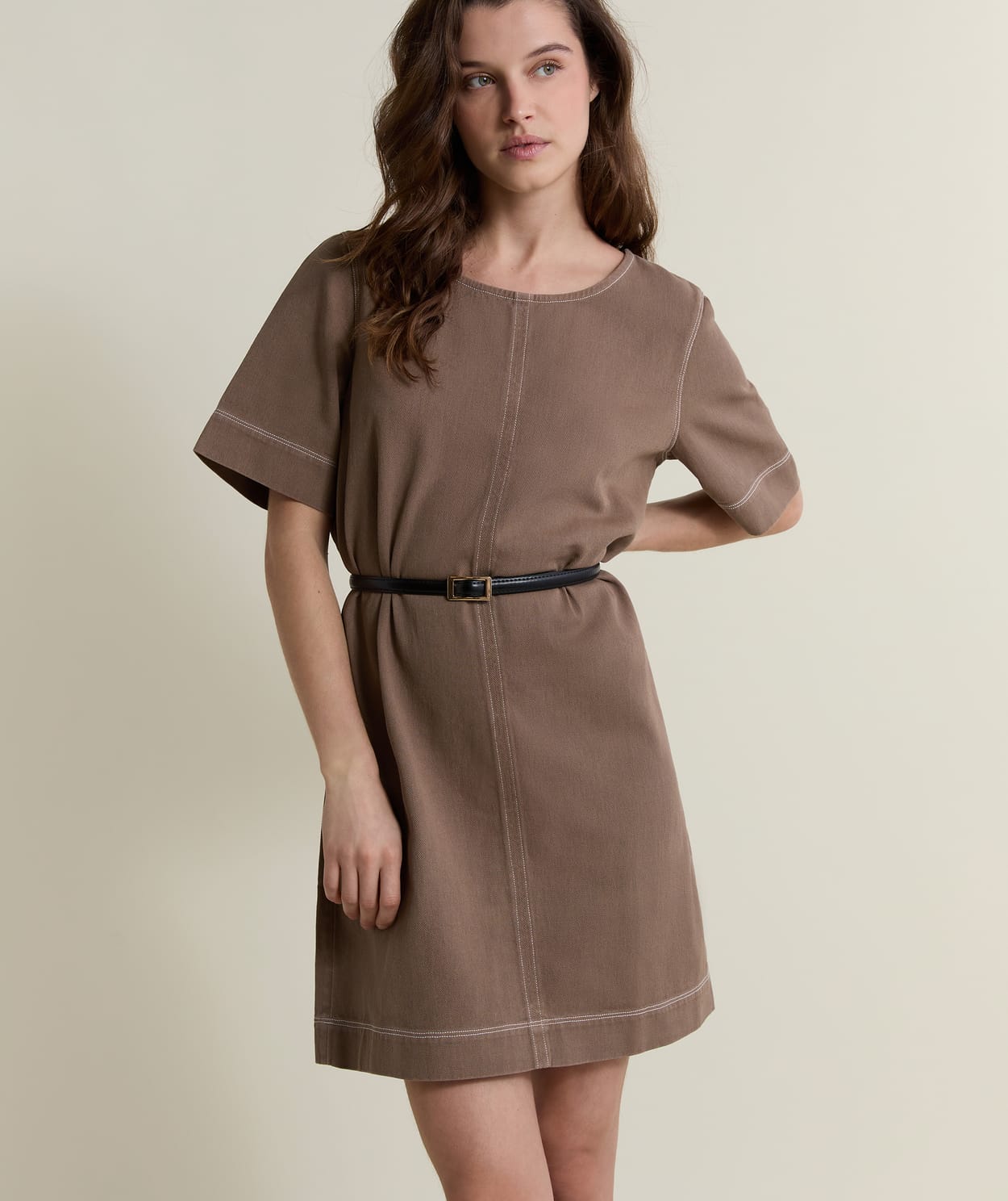 Robe ceinturée en coton - Image 1